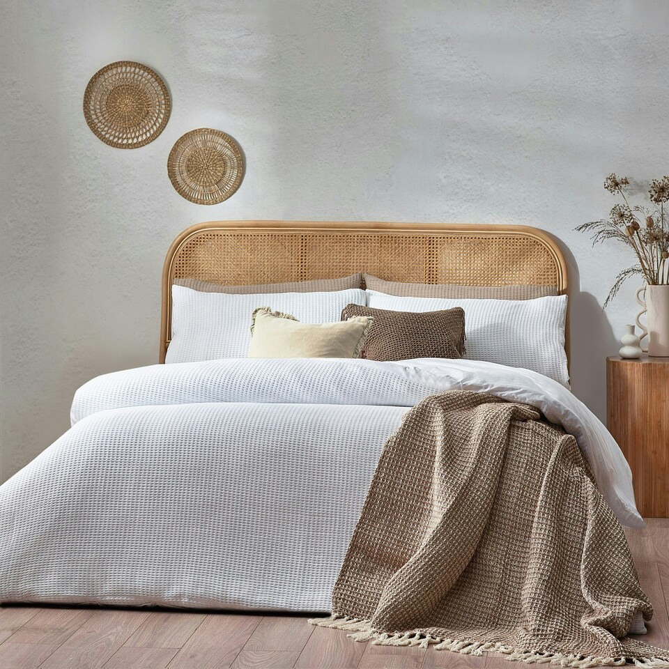 image 1 of Yard Chunky Waffle 100% Cotton Double Duvet Cover Set
