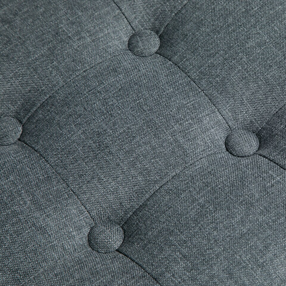 image 1 of HOMCOM Linen-Look Square Ottoman Footstool Button Tufts Wood Frame Padding Grey