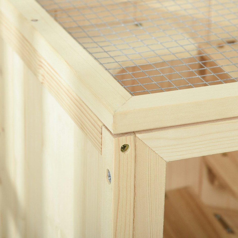 image 1 of PawHut Wooden Hamster Cage w/ Storage Shelf, Openable Top for Gerbils