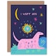 image 1 of Wuff You Pink Love Starry Sky Landscape Dog Anniversary Valentines Day Card