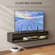 image 3 of HOMCOM Floating TV Unit, Wall Mounted TV Cabinet for TVs up to 65 , High Gloss Media Wall Unit with LED Lights, Storage Shelves for Living Entertainment Room, Black