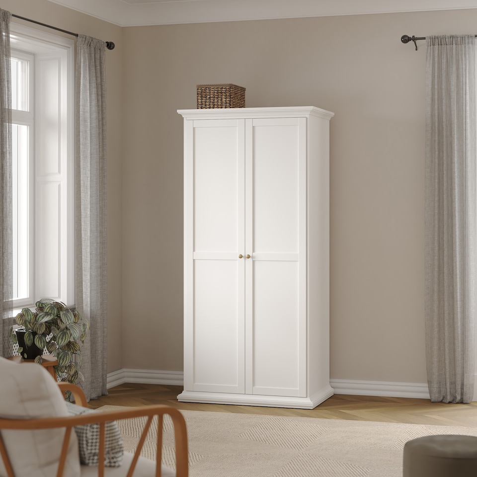 image 1 of Paris Wardrobe with 2 Doors in White