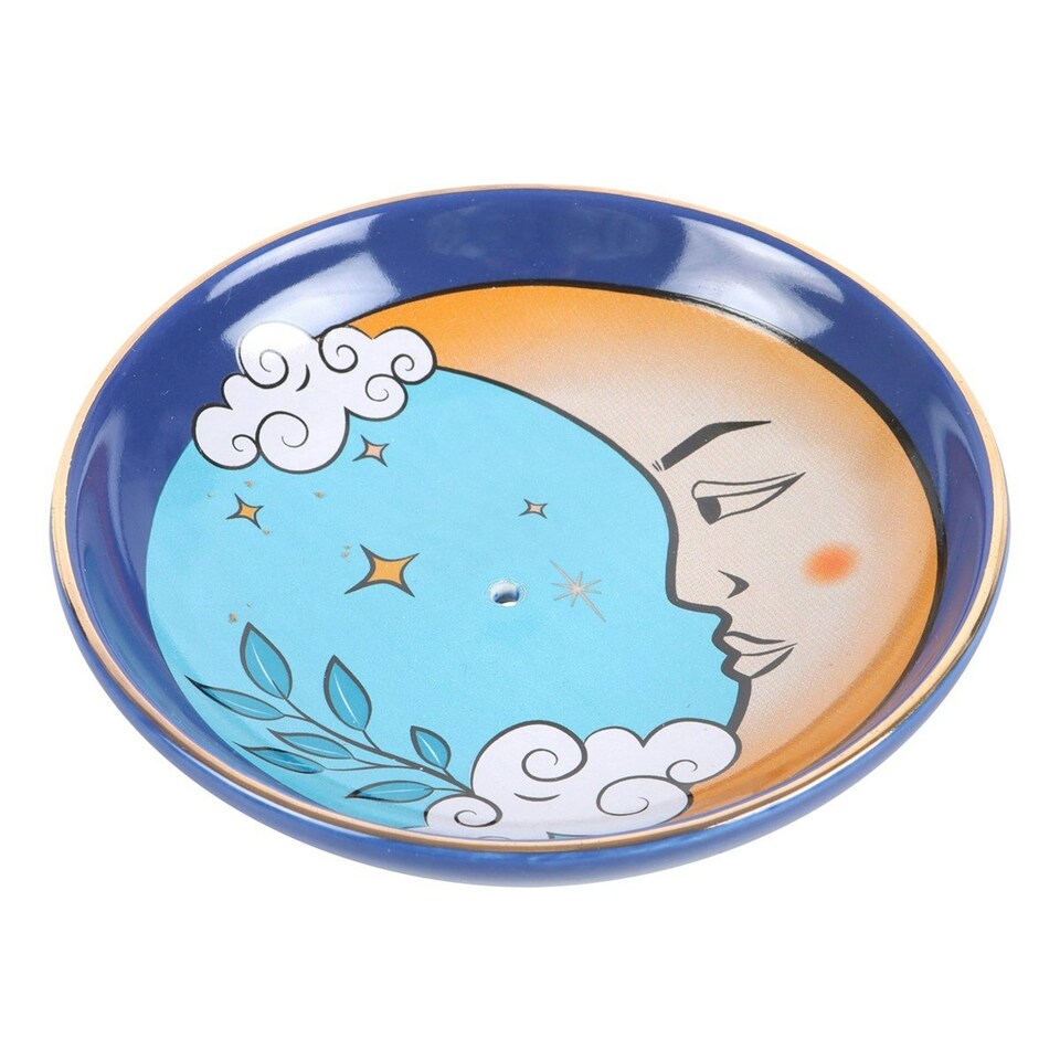 image 1 of Something Different Celestial The Moon Incense Holder - Blue/Beige/White - One Size
