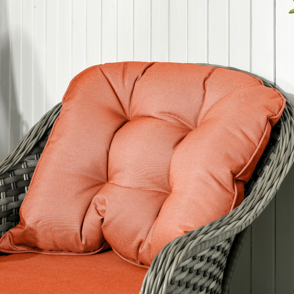 image 1 of Outsunny 4 Pieces Outdoor PE Rattan Garden Furniture with Cushions, Patio Special Hand Weave Wicker Conservatory Sofa Set with Glass Top Coffee Table, Orange | Orange | Four Seater