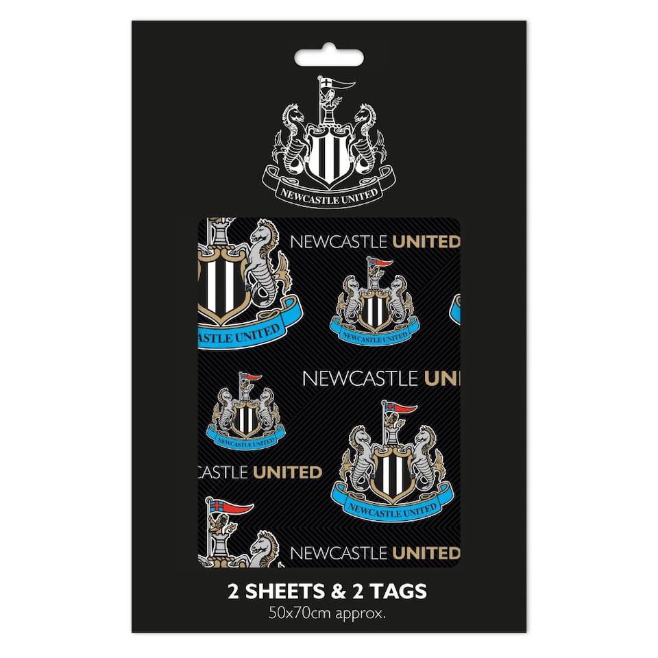 Newcastle United FC 2 Sheets & 2 Tags Gift Wrap