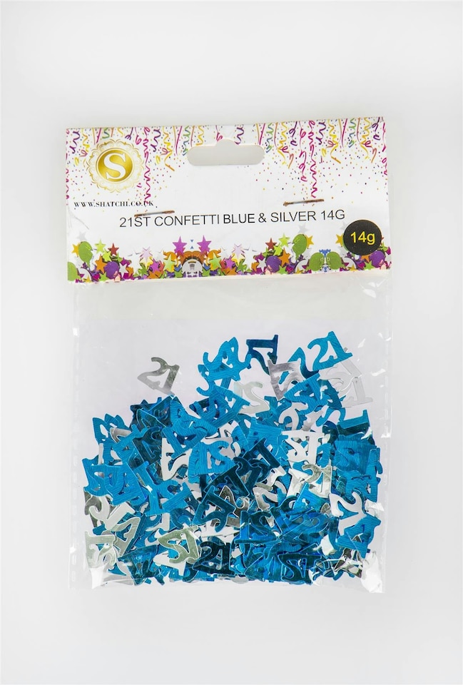 image 1 of 14g 21st Birthday Blue & Silver Confetti