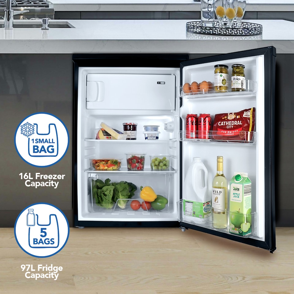 image 1 of Igenix IG155B Freestanding Under Counter Fridge, 97 Litre, 55 cm Wide, Black