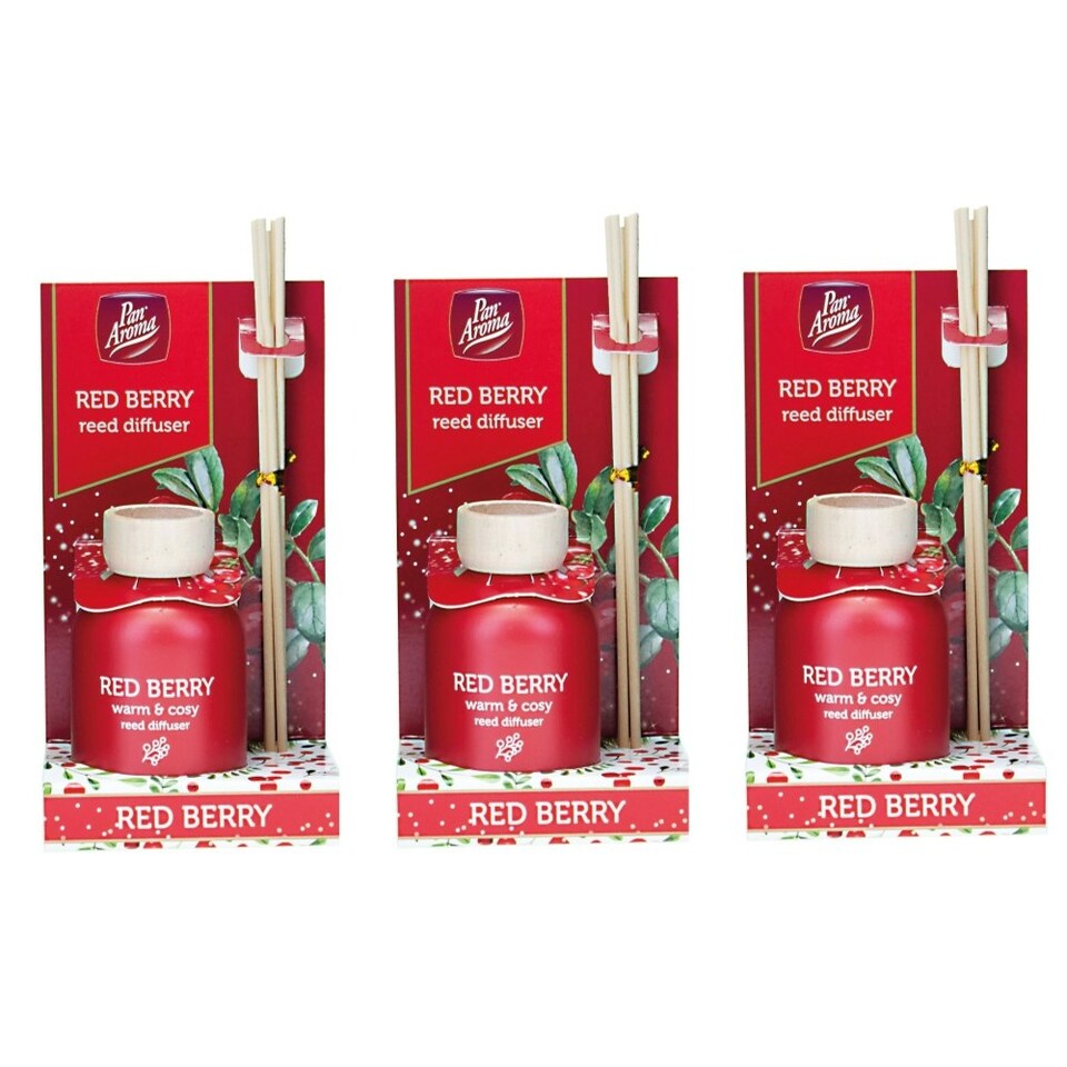 image 1 of Pack of 3 Pan Aroma Red Berry Reed Diffusers 50ml