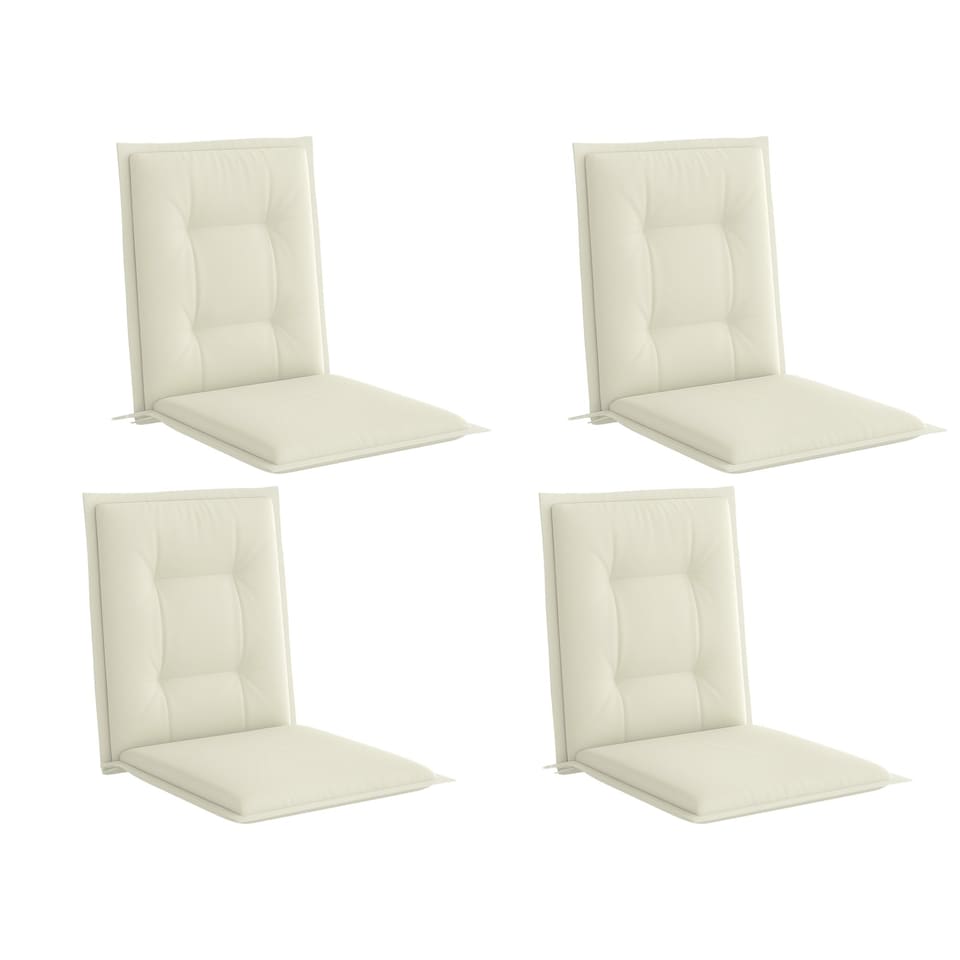 image 1 of Outsunny Set of 4 Garden Chair Cushions, Outdoor Seat Pads, White