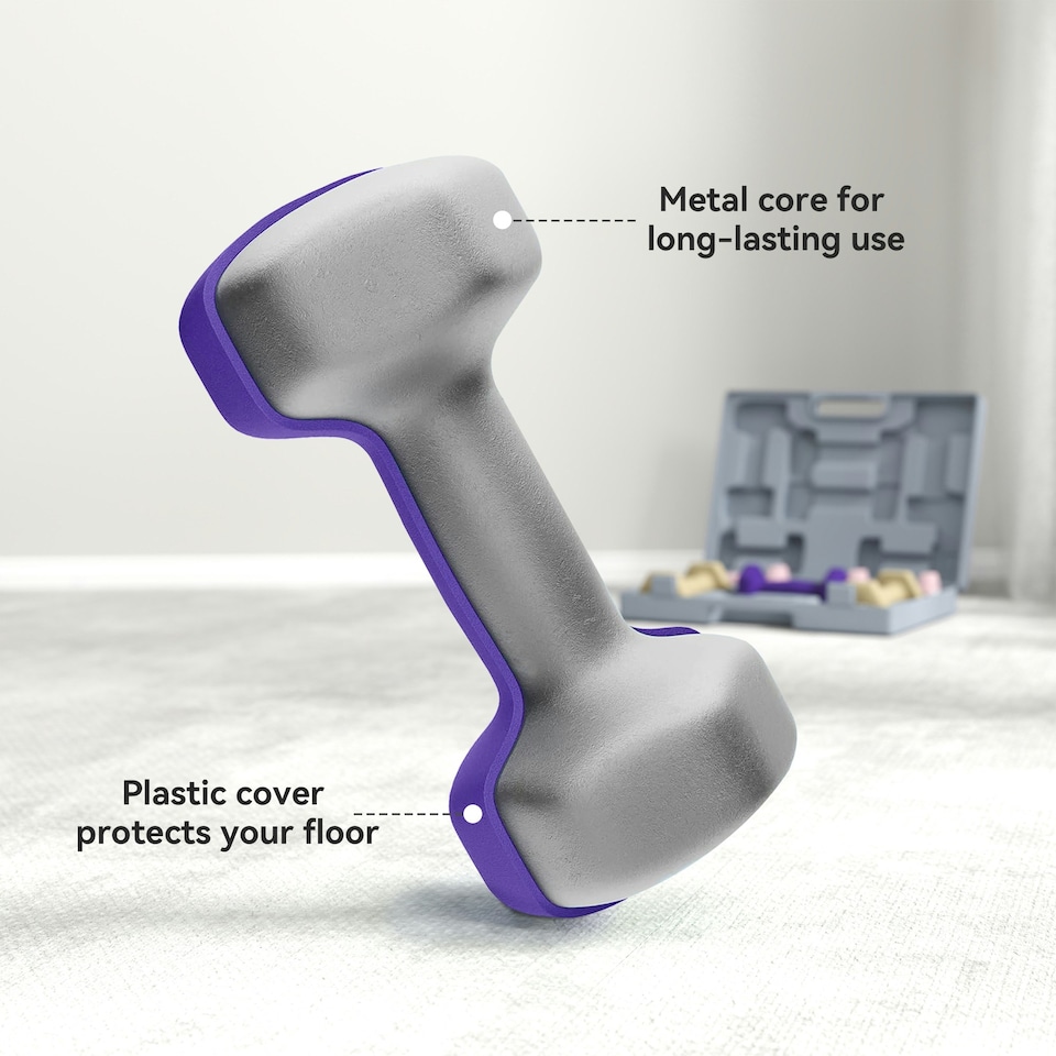 image 1 of SPORTNOW 9kg Hex Dumbbells Set with Carry Case, 2 x 1kg, 2 x 1.5kg, 2 x 2kg