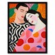 image 1 of Sweet Dreaming Sleeping Couple Vibrant Home Decor Black Framed Wall Art Print A4