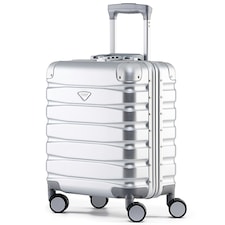 Flight Knight Premium Travel Suitcase - 8 Wheels Built-in TSA Lock Aluminium Frame, ABS Hard Shell Carry on Check in Luggage - 100+ Airlines Approved Silver | Aluminium | Cabin Bag