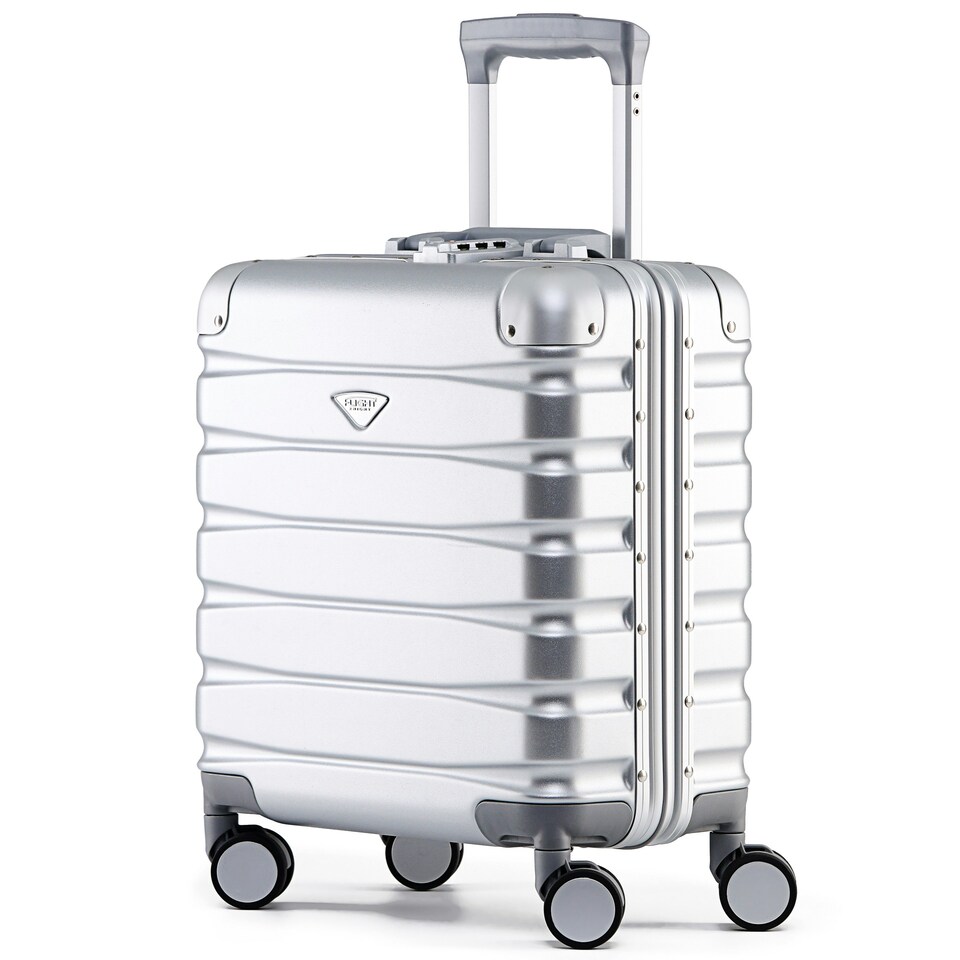 image 1 of Flight Knight Premium Travel Suitcase - 8 Wheels Built-in TSA Lock Aluminium Frame, ABS Hard Shell Carry on Check in Luggage - 100+ Airlines Approved Silver | Aluminium | Cabin Bag