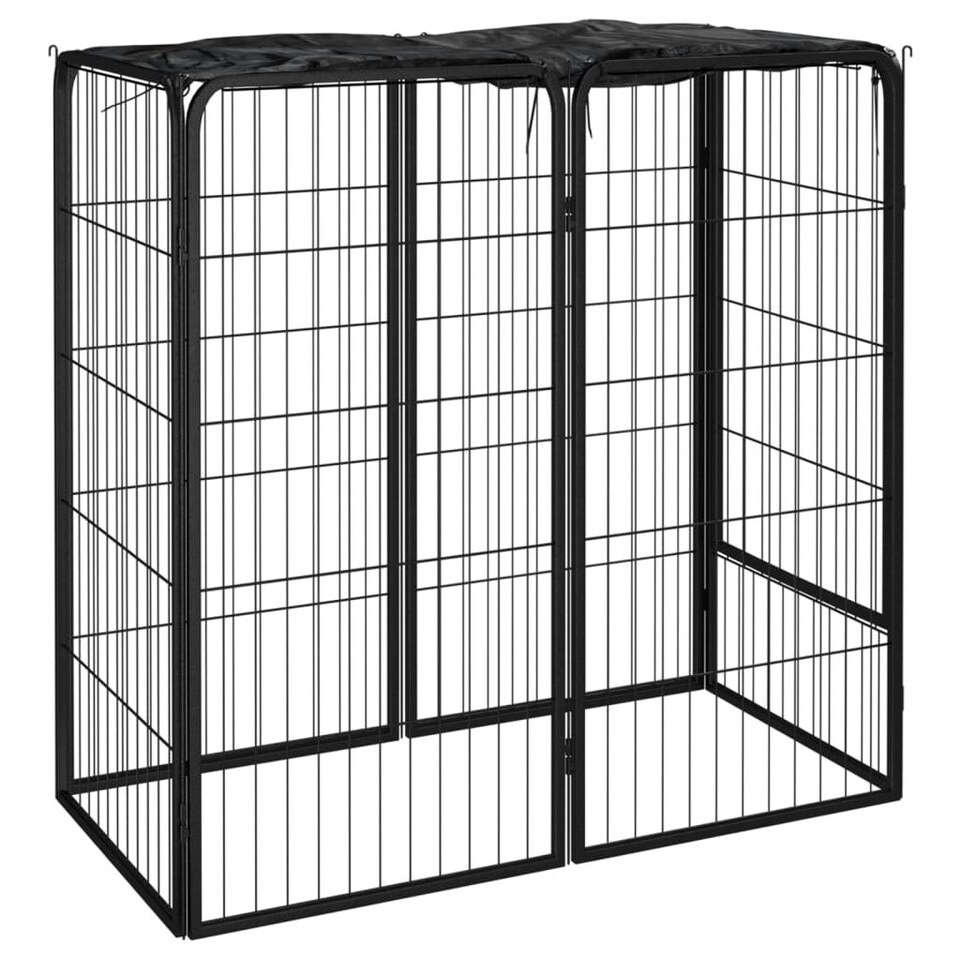 Dog Playpen 6 Panels Black 50x100 cm Powdercoated Steel Tesco Groceries