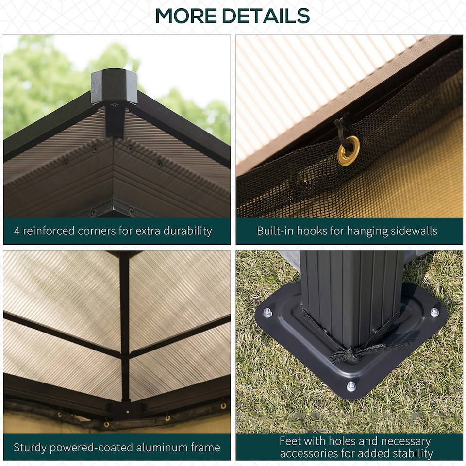 image 1 of Outsunny 3 x 3.6m Hardtop Gazebo Canopy with Mosquito Netting and Curtains