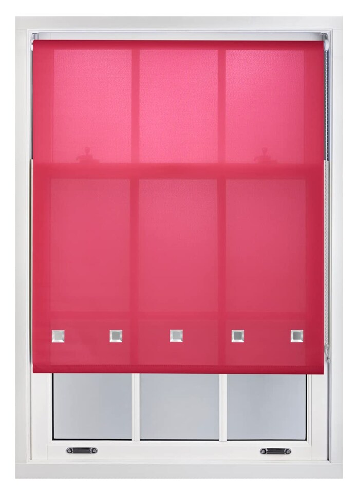 image 1 of FURNISHED Roller Blinds Daylight Square Eyelet Light Filtering Easy Fit Trimmable Window Shade | Pink | Fuchsia