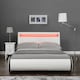 image 2 of Orion LED Lights Headboard Gaming Style White/Black Faux Leather Bed Frame (Double)