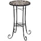 image 6 of Outsunny 35.5cm Round Mosaic Garden Side Table Plant Stand w/ Shelf Blue | Blue