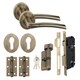 image 1 of Golden Grace Indiana Design Euro Lock Door Handle Set in Antique Brass with 70mm Key, Thumbturn and Hinges Gold