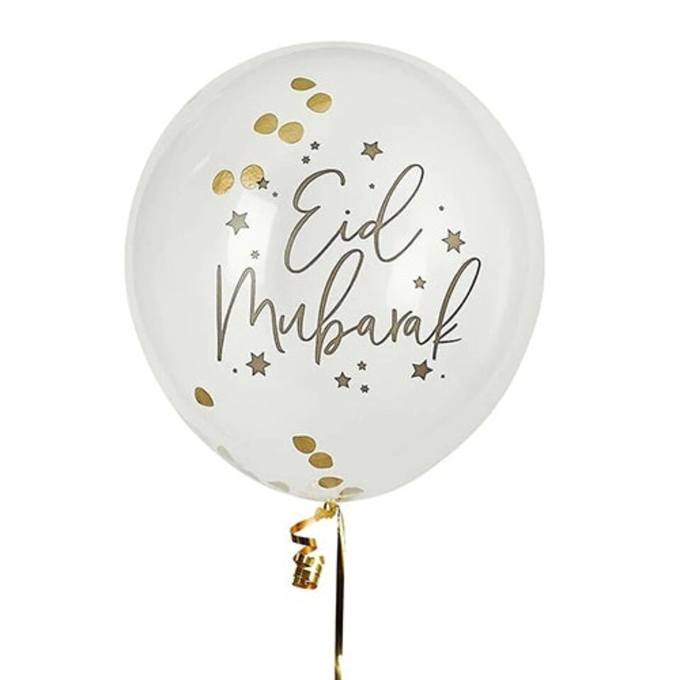 image 1 of Eid Biodegradable Latex Balloons With Gold Confetti Inside 30cm / 12 in - Pack of 5