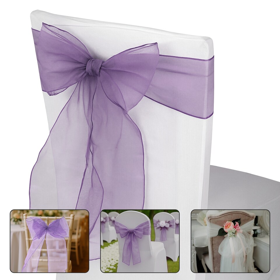 image 1 of 17 x 280cm Organza Chair Sashes, Sheer Sash Ties - 25pcs