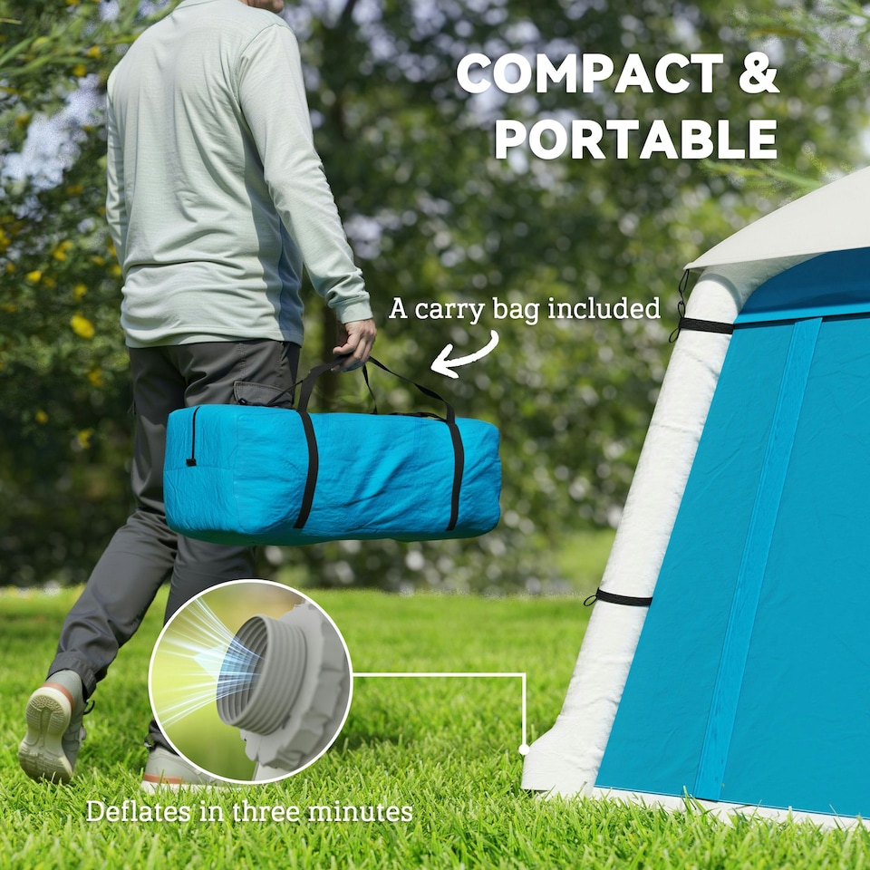 image 1 of Outsunny Inflatable Camping Tent, Easy Setup 2 Man Tent, Brown
