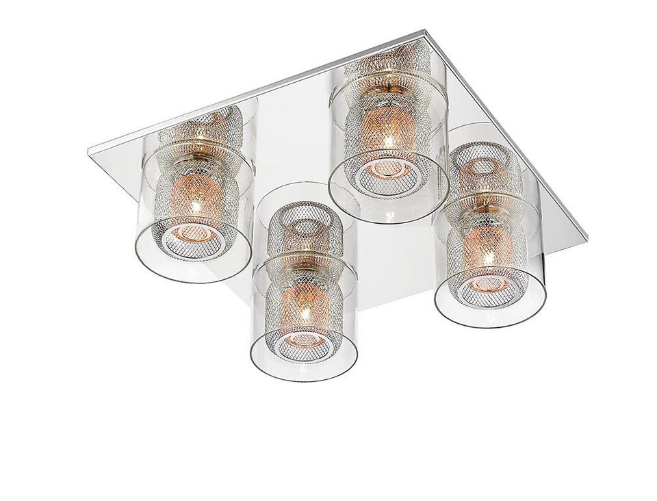 image 1 of Laure 4 Light Glass Chrome Flush Ceiling Light