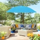 image 2 of Outsunny 2.5m Round Curved Adjustable Parasol Sun Umbrella Metal Pole Blue