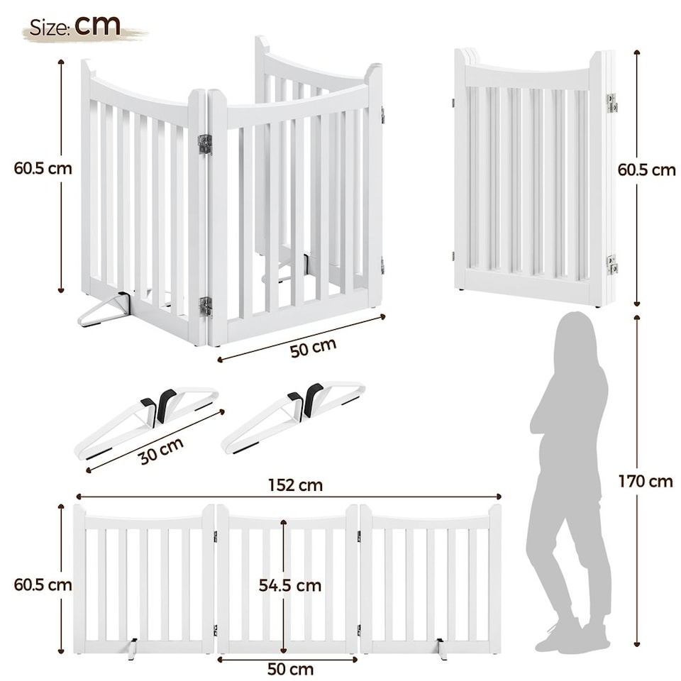 image 1 of Yaheetech 3-Panel Pet Puppy Fence, 50 × 60.5 cm White