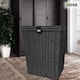 image 2 of Black Resin Laundry Clothes Basket with Lid, Lock & Removable Washable Lining – Wicker Effect Laundry Storage Hamper for Bedroom, Bathroom & Utility Room
