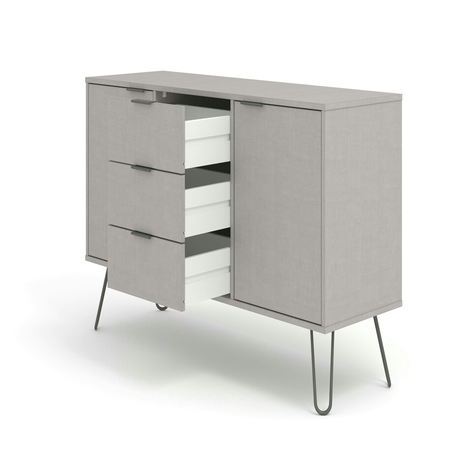 image 1 of Core Products Augusta Grey Medium Sideboard with 2 Doors, 3 Drawers W130.6cm x H73.6cm x D43.0cm Grey