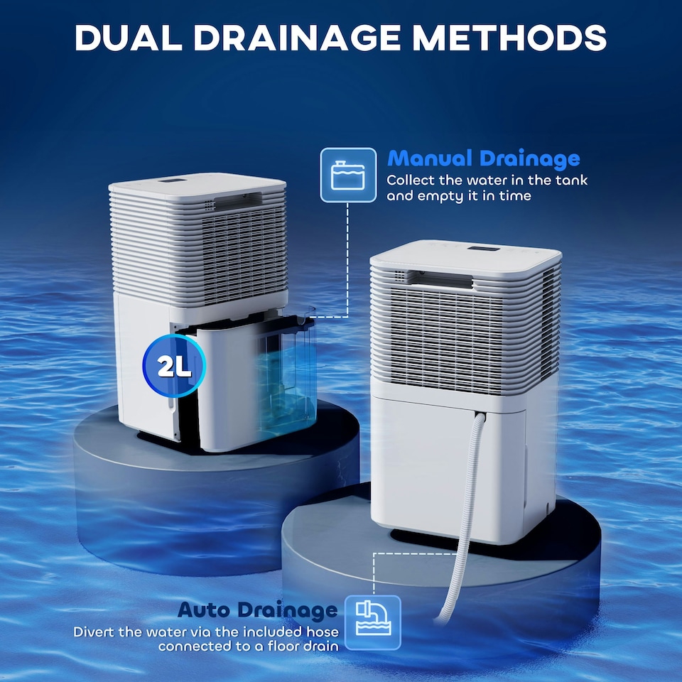 image 1 of HOMCOM 10L/Day Portable Quiet Dehumidifier for Home, Electric Air De-Humidifier