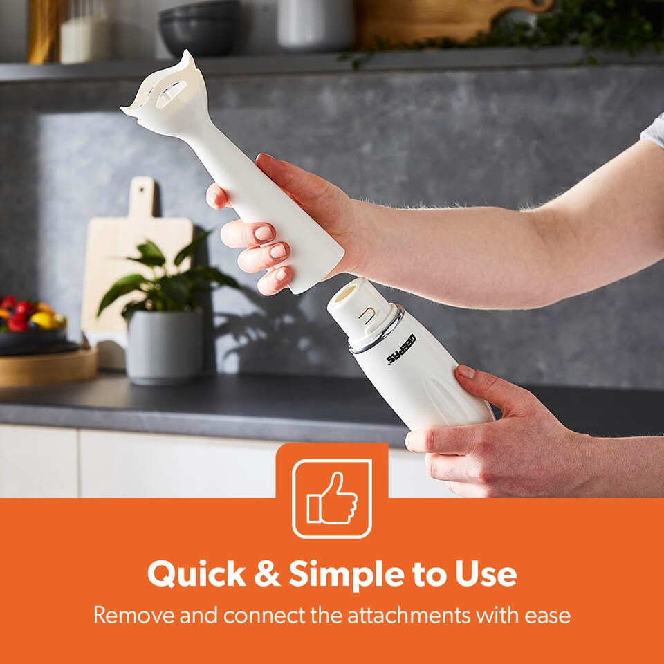 image 1 of GEEPAS 4-in-1 Hand Blender with Electric Whisk | 200W - White | White