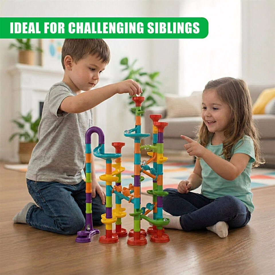 image 1 of The Magic Toy Shop Marble Run Game Toy Set 113 Piece 3D Educational STEM Building Kit