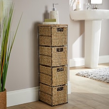 Metal Frame Rattan Storage Drawers Home Furniture Fully Assembled | Black