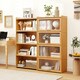 image 9 of COSTWAY 4-Tier Bookcase Bamboo Bookshelf with Doors Natural Brown