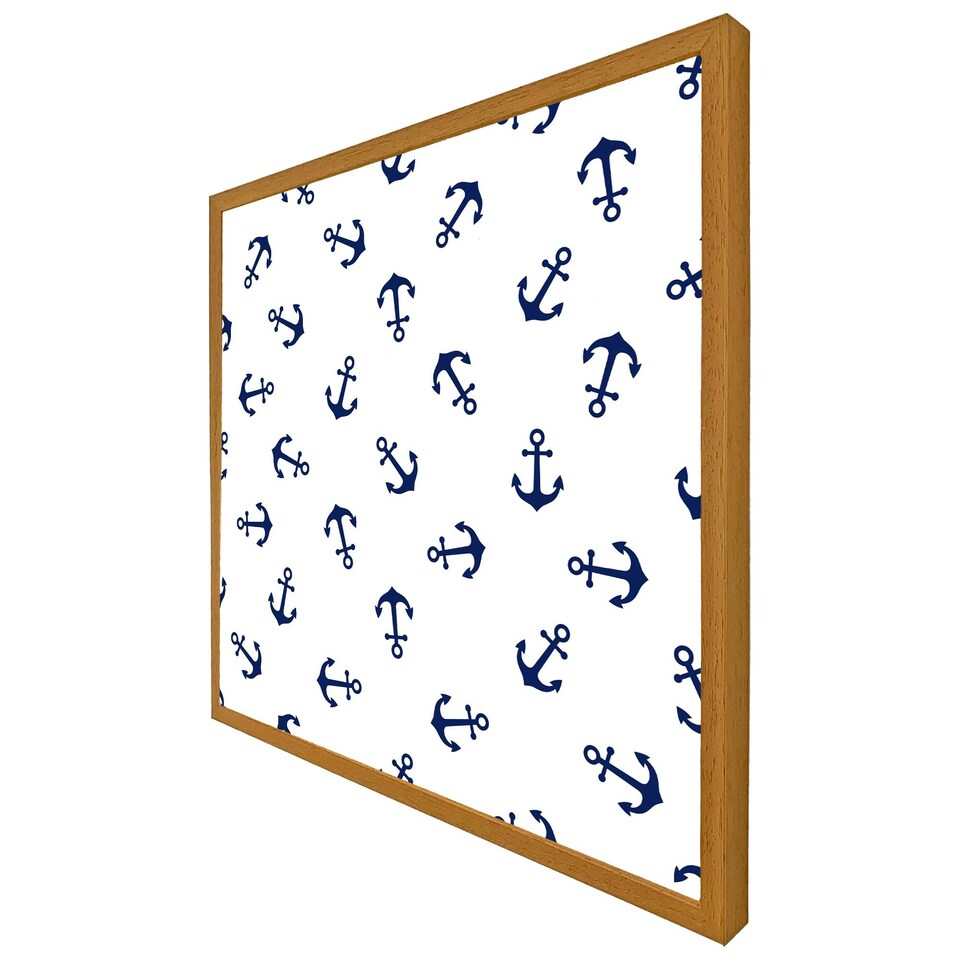 image 1 of Navy anchors on white (Picture Frame) Grey | XS