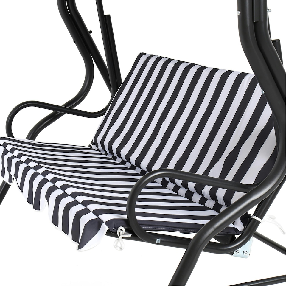 image 1 of Charles Bentley 2-3 Seater Garden Patio Swing Seat Hammock Chair - Grey Striped