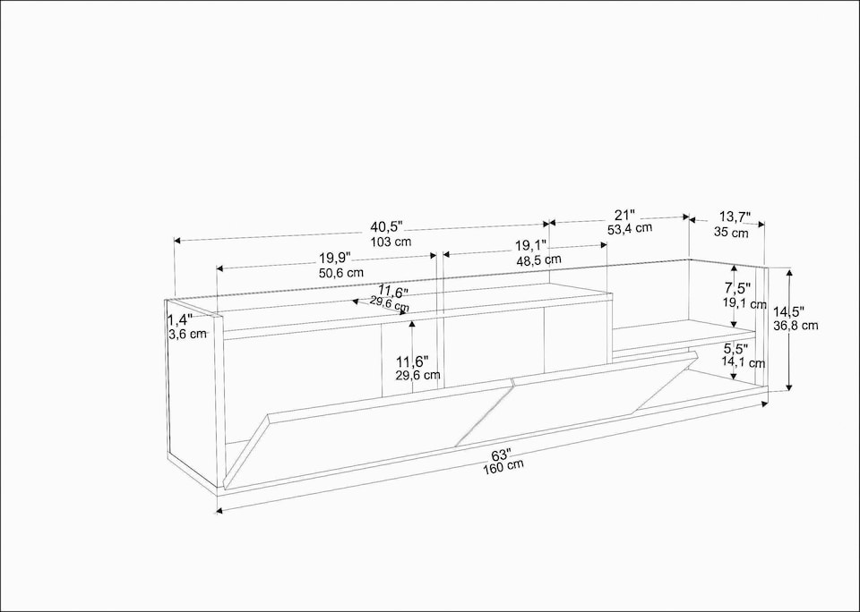 image 1 of Deorotika Modern Krog TV Unit for TV's up to 47' Inches with Cabinets and Open Shelves