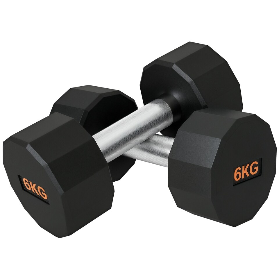 image 1 of SPORTNOW Dumbbells Weights Set with 12-Sided Shape and Non-Slip Grip, 2 x 6kg