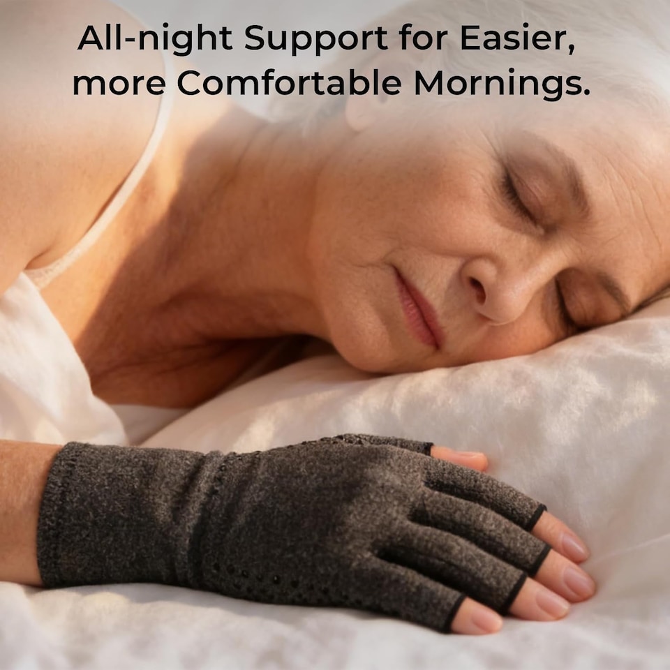 image 1 of Small Fingerless Compression Gloves 2 Pair for Men & Women, Breathable Stretch Support Gloves for Everyday Wear