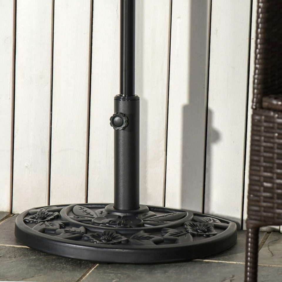 image 1 of Outsunny 9kg Half Round Parasol Base Heavy Duty Weighted Umbrella Holder Stand