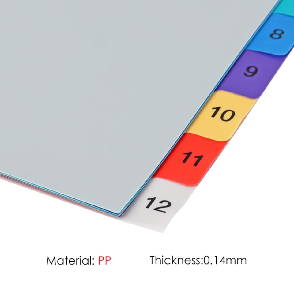 image 1 of 12 Part A4 PP Coloured Index Filing Dividers