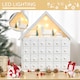 image 3 of HOMCOM 24Drawer Christmas Advent Calendar, Wooden LightUp Traditional Decoration, Adults Kids Countdown Holiday House w Lights Handle White