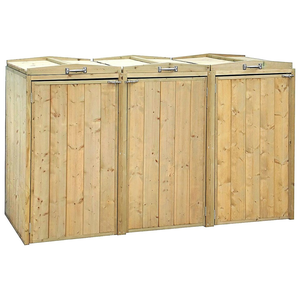 Charles Bentley Premium FSC Spruce Triple Bin Store Wheelie Bin Storage