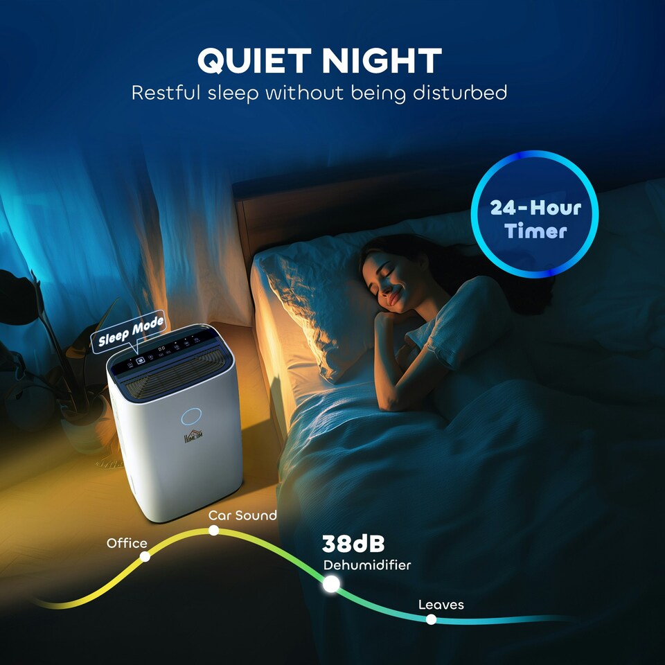 image 1 of HOMCOM 16L/Day Portable Quiet Dehumidifier for Home, Electric Air De-Humidifier