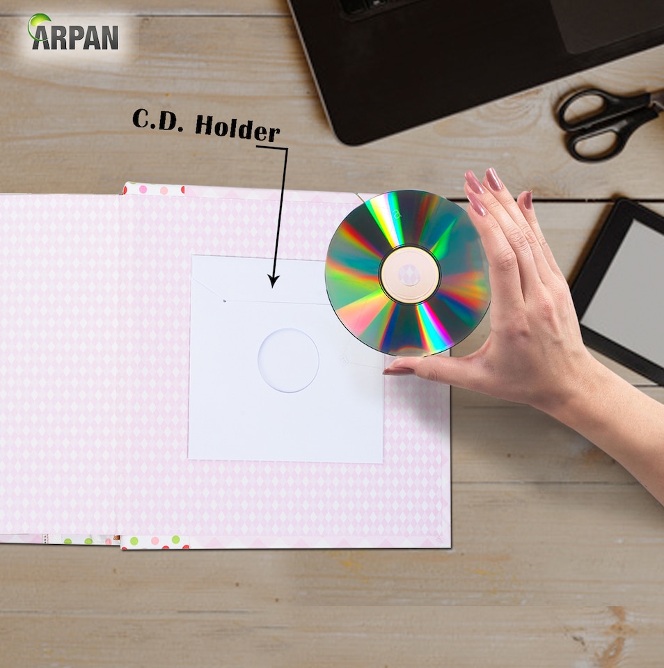 image 1 of ARPAN Slip In Memo Baby Photo Album – Holds 200 Photos 4x6" (10x15cm) – Elephant Design with Index Pages & CD/DVD Pocket