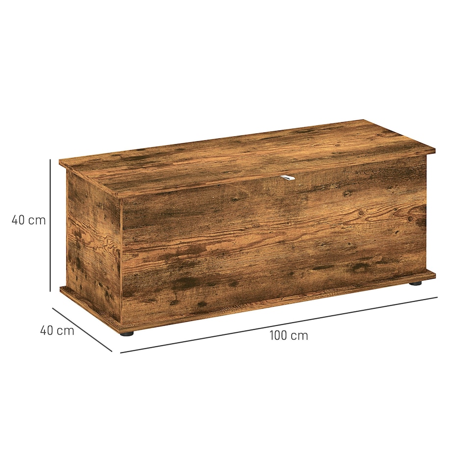 image 1 of HOMCOM Storage Chest With Lid, 113L Storage Box, Rustic Brown Brown