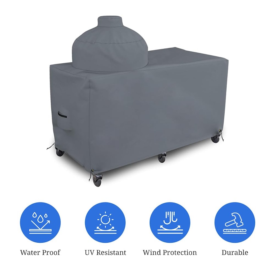 image 1 of Covers&All Big Egg Grill Cover, 12 Oz Waterproof UV & Weather Resistant, PVC Coated Outdoor Cover, 60 in L x 36 in D x 50 in H, Grey