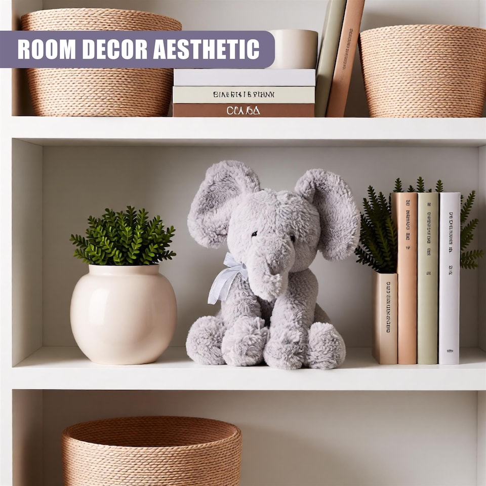 image 1 of The Magic Toy Shop Elephant Plush Toy 11 Inch Grey Stuffed Animal Decor Gift